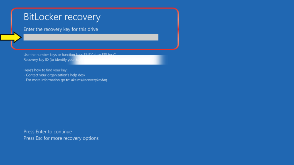 How to find the BitLocker recovery key.