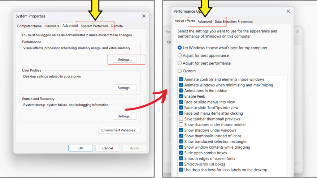 System Properties-Increase Virtual Memory